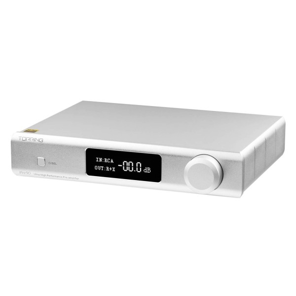 Topping Pre 90 Pre-Amplifier, Silver - Angled
