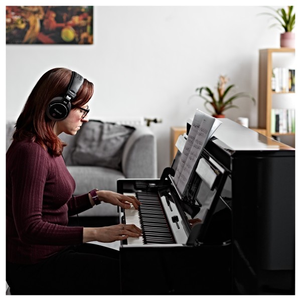 DP-90U Upright Digital Piano by Gear4music, Polished Ebony