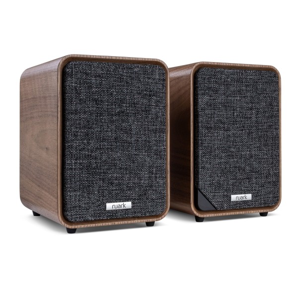 Ruark Audio MR1 MK3 Bluetooth Speaker System, Walnut - Front, level angle