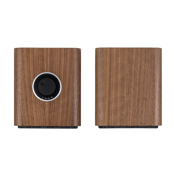 Ruark Audio MR1 MK3 Bluetooth Speaker System, Walnut - Top down and control dial