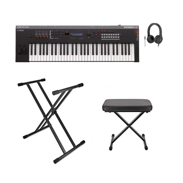 Yamaha MX61 II Music Production Synthesizer Package, Black