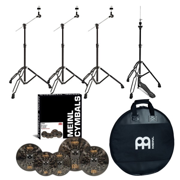 Meinl Classics Custom Dark Cymbal Box Set, Stands & Bag with Free 18'' Crash