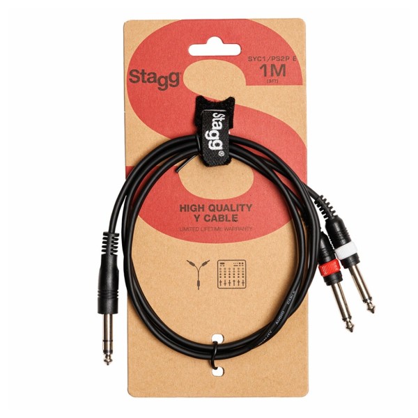 Stagg Y Cable, Jack/Jack, 1 Metre - Packaging