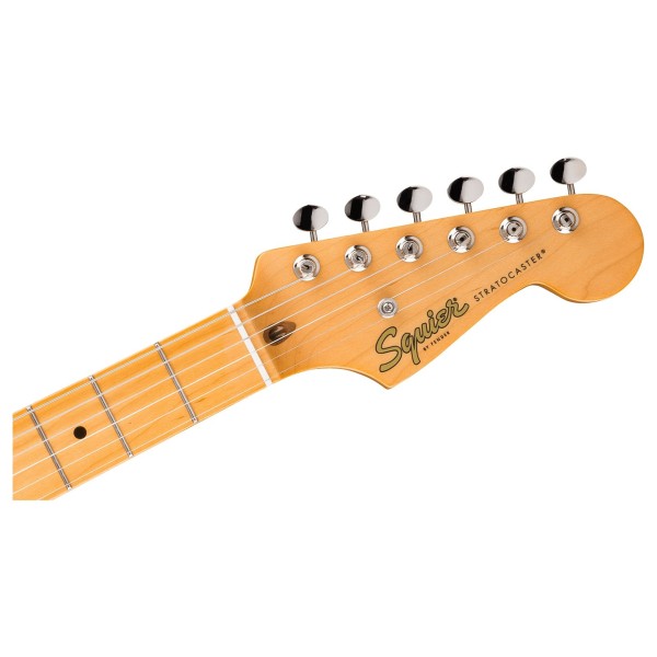 Squier Classic Vibe '50s Stratocaster HT MN, Parchment Pickguard Shell Pink - headstock 