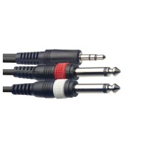 Stagg SYC Stereo Mini Jack to Dual Mono Jack Cable (2m/6ft) - SYC2/MPSB2P E