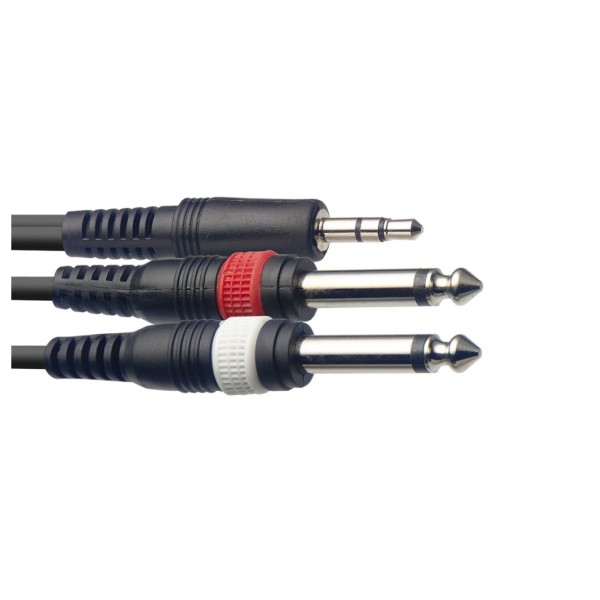 Stagg SYC Stereo Mini Jack to Dual Mono Jack Cable (2m/6ft) - SYC2/MPSB2P E - Connectors