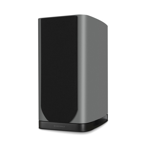 Wharfedale EVO 5.2 Standmount Speakers (Pair), Lunar Grey - Right hand side view, grille attached