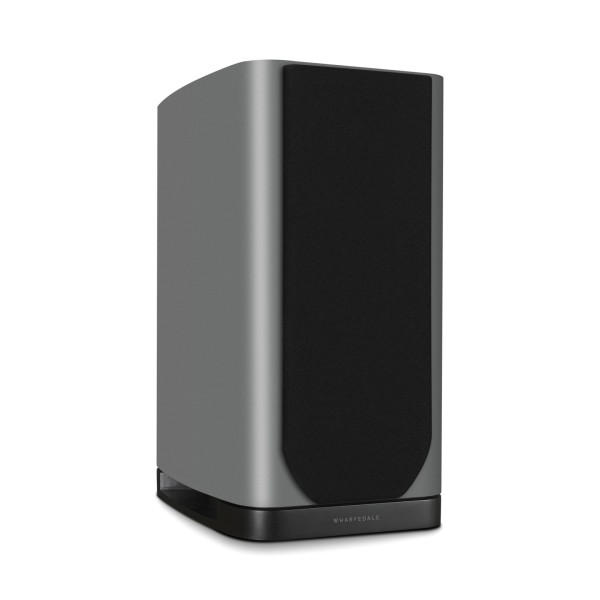 Wharfedale EVO 5.2 Standmount Speakers (Pair), Lunar Grey - Left hand side view, grille attached