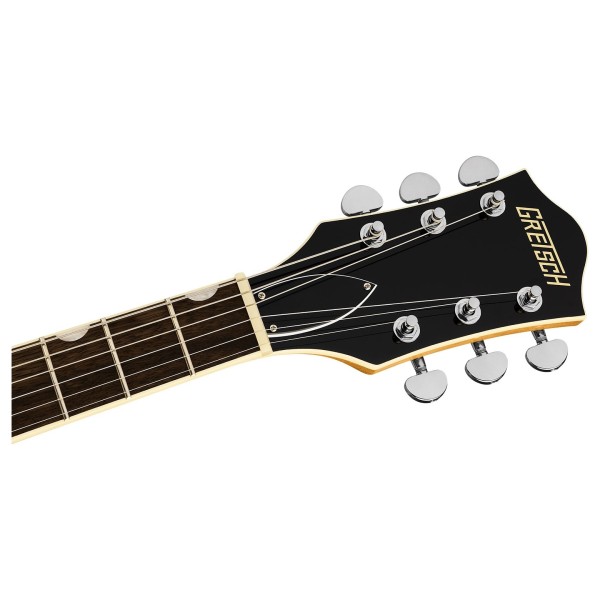 Grestch G2655 Streamliner Center Block Jr. Double-Cut with V-Stoptail LRL, Village Amber - headstock 