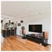 Wharfedale EVO 5.2 Standmount Speakers - Lifestyle Image, home entertainment system with EVO 5.C Centre Speaker