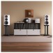 Wharfedale EVO 5.2 Standmount Speakers - Lifestyle Image, stereo system on stands