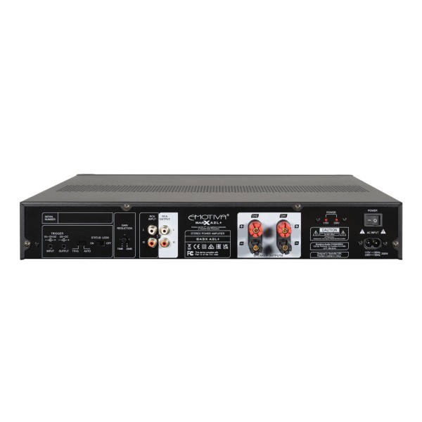 Emotiva BasX A2L+ Power Amplifier, Black - Rear panel and connections