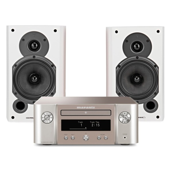 Marantz Melody X M-CR612 & Wharfedale Diamond 9.1 Hi-Fi Bundle, Silver/Gold & White