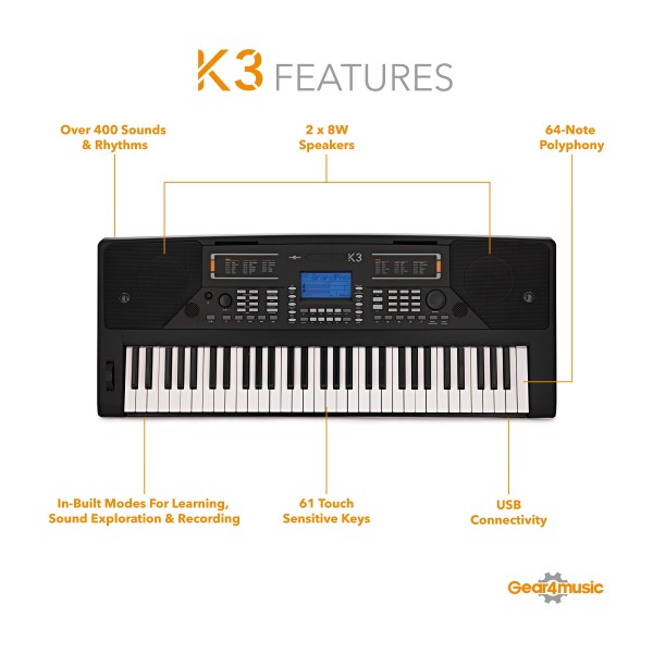 K3 61-Note Keyboard by Gear4music