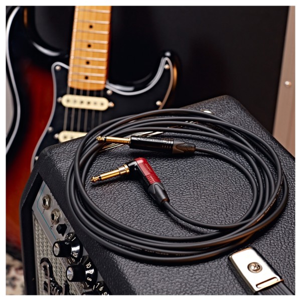 Studiospares Pro Neutrik Silent Mogami Guitar Cable Angled Jack, 15m Black