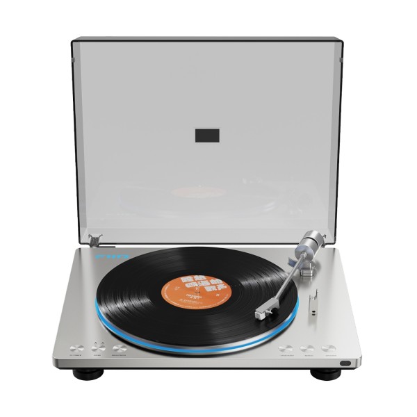 FiiO TT13 Turntable with Bluetooth, Silver - Front View