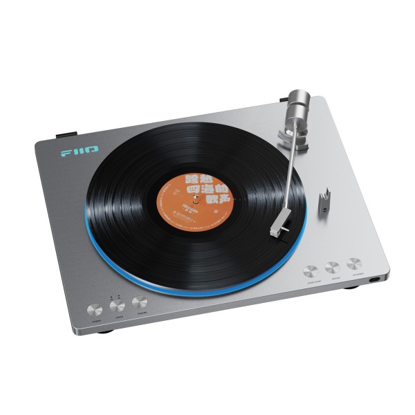 FiiO TT13 Turntable with Bluetooth, Silver - High, angled view