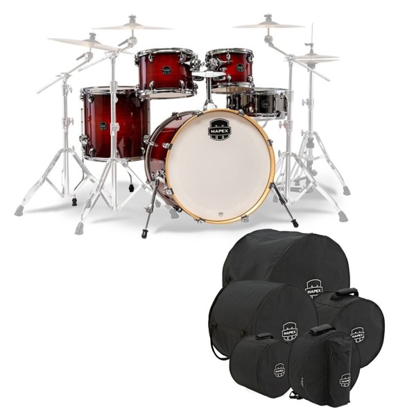 Mapex Armory 22'' Rock Fusion 5pc Shell Pack w/Bag Set, Red Onyx Burst
