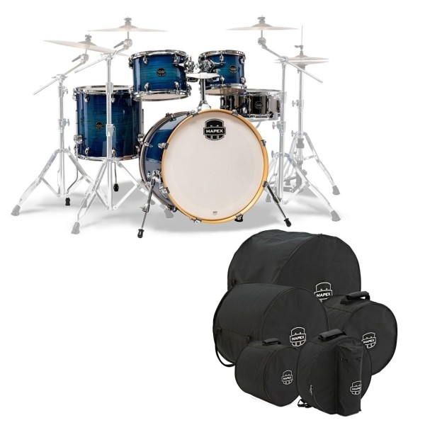 Mapex Armory 22'' Rock Fusion 5pc Shell Pack w/Bag Set, Blue Wave Burst