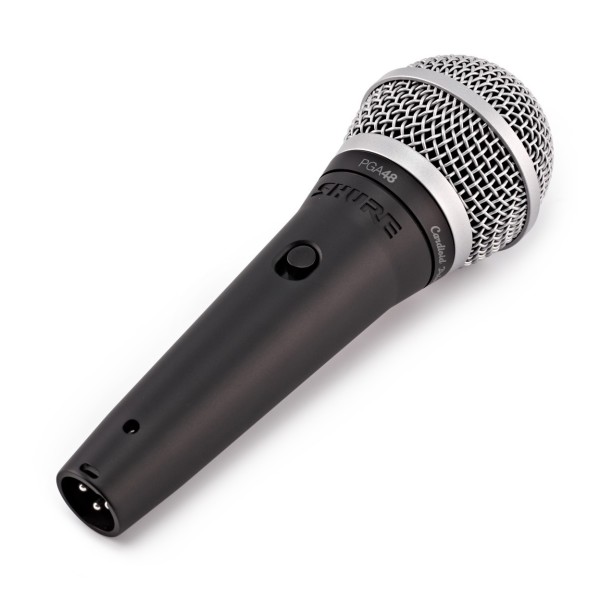 Shure PGA48 Dynamic Vocal Microphone Bundle, Bottom Angled View