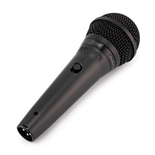 Shure PGA58 Cardioid Dynamic Vocal Microphone Bundle, Bottom Angled View
