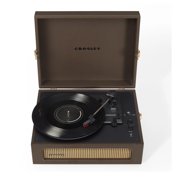 Crosley Voyager Portable Record Player with Bluetooth, Cacao Brown - Front Top
