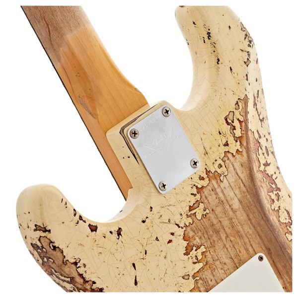 Fender Custom Shop 1963 Stratocaster Super Heavy Relic, White over 3 Tone Sunburst - neckplate