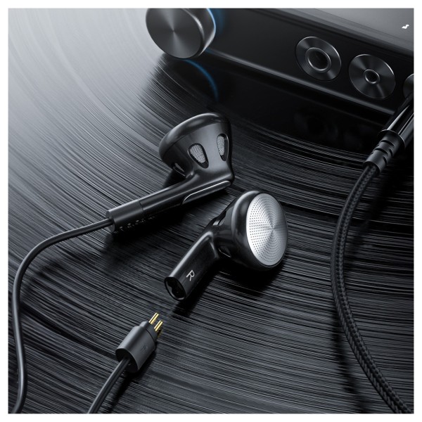 FiiO FF1 Beryllium-plated Driver Earbud with Detachable Cable, Black - on record type surface