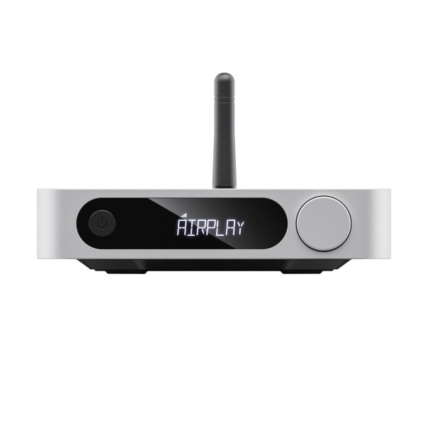 FiiO SR11 Desktop Streaming Music Receiver, Silver - Front view and Display