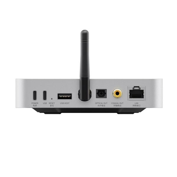 FiiO SR11 Desktop Streaming Music Receiver, Silver - Rear view and connections