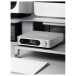 FiiO SR11 Desktop Streaming Music Receiver, Silver - Lifestyle image, desktop setup