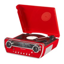 Crosley Powel 7-in-1 Bluetooth Record Player, Red