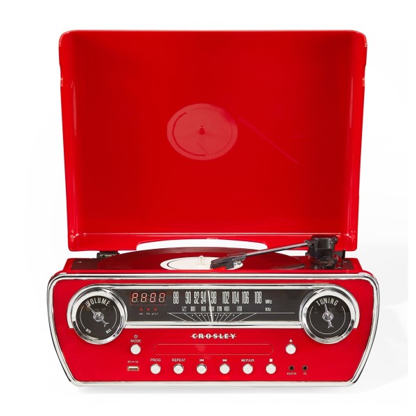 Crosley 7-in-1 Bluetooth Turntable, Red - Front