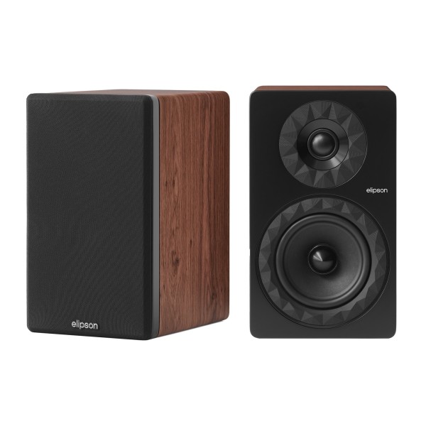 Elipson Prestige Facet II 6B Bookshelf Speakers (Pair), Black Matt / Walnut