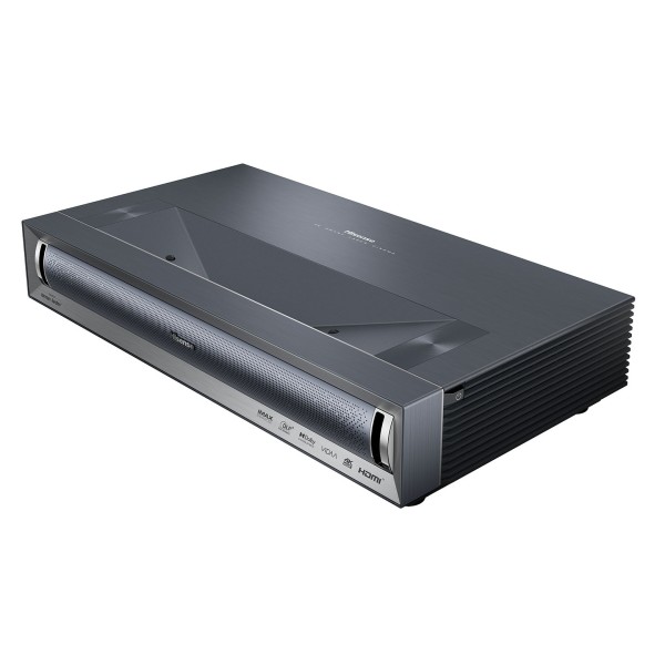 Hisense PX3 PRO 4K Ultra Short Throw Laser TriChroma Projector, Grey - over left 