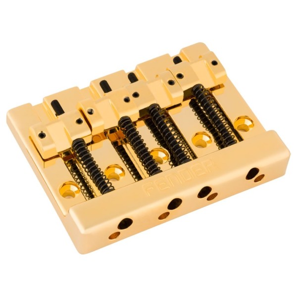 Fender HiMass 4-String Bass Bridge Assembly With Brass Saddles, Gold - main