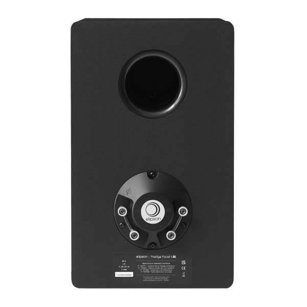 Elipson Prestige Facet II 8B Bookshelf Speakers (Pair), Black Matt - Rear view, cable terminals