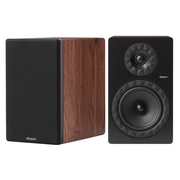 Elipson Prestige Facet II 8B Bookshelf Speakers (Pair), Black Matt / Walnut