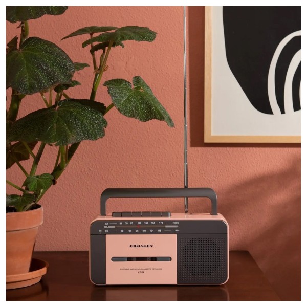 Crosley CT102 Cassette Player, Rose Gold/Grey - Lifestyle