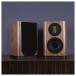 Wharfedale EVO 5.1 Bookshelf Speakers (Pair), Walnut - Beauty image, stereo set with one grille attached
