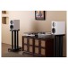 Wharfedale EVO 5.1 Bookshelf Speakers (Pair), White - Lifestyle Image, hi-fi vinyl stereo system