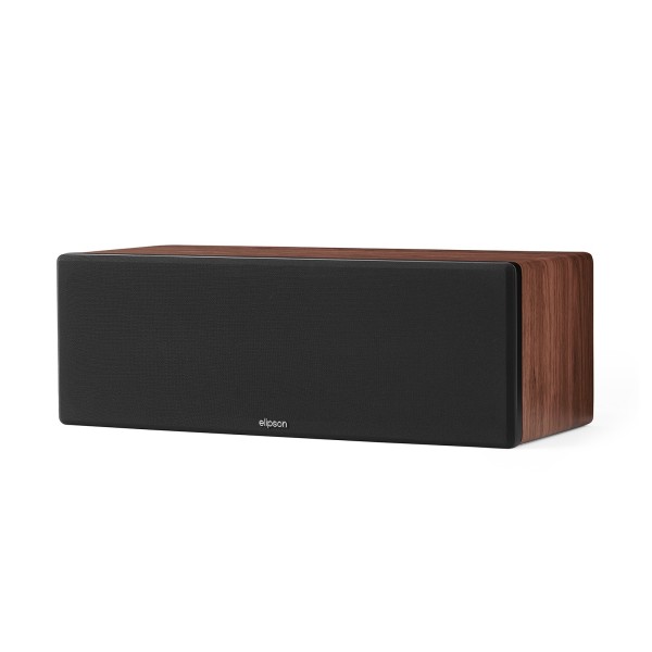 Elipson Prestige Facet II 14C Centre Loudspeakers, Black Matt / Walnut - left grille on 