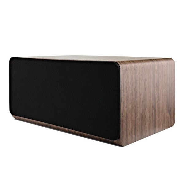 Acoustic Energy AE107 MK2 Centre Speaker, Walnut - angled with grille