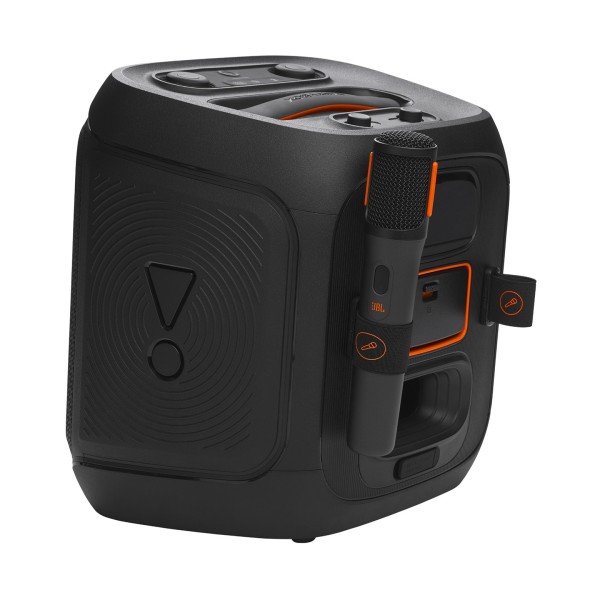 JBL PartyBox Encore 2 Compact Portable Party Speaker with Mic and Auracast - rear with mic 