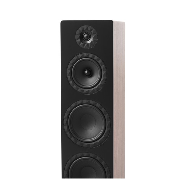 Elipson Prestige Facet II 24F Floorstanding Speakers (Pair), Black Matt / Walnut - Detail image, close-up of tweeter, mid-range 