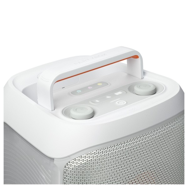 JBL PartyBox Club 120 Portable Bluetooth Speaker, White - handle and top 