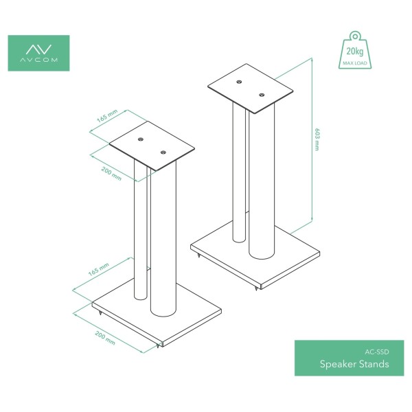 AVCOM 600mm Speaker Stands, White (Pair)