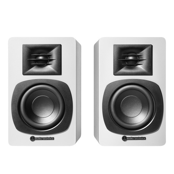 Audio-Technica AT-SP3XWH Powered Bookshelf Speakers, White - front 