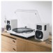 Audio-Technica AT-SP3XWH Powered Bookshelf Speakers, White - lifestyle 