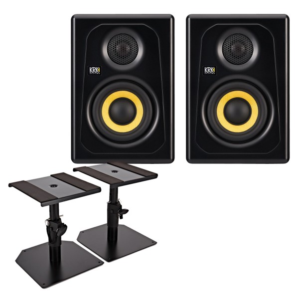 KRK Kreate 3 Studio Monitors with Desktop Stands - Bundle